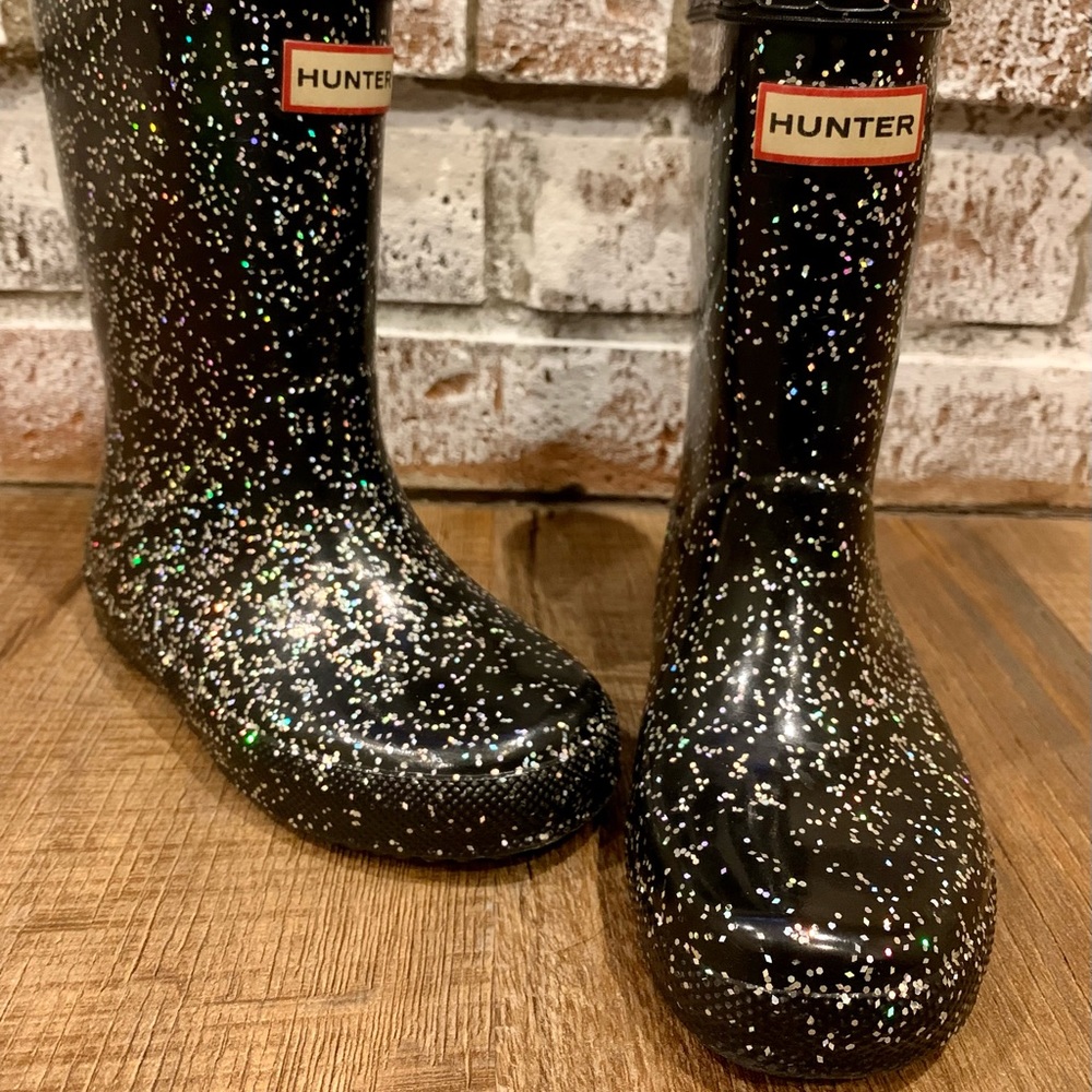 Hunter black sparkly boots
